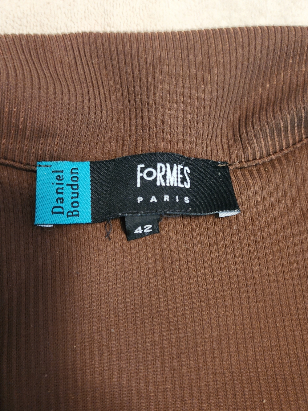 Relaxed Ribbed Button-Front Long Brown Top Dress Loungewear Size 42 - Picture 5 of 13